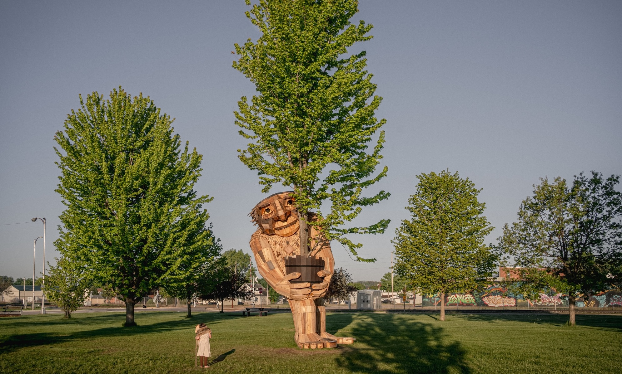 Thomas Dambo wooden troll at the Sawmill Museum in Clinton